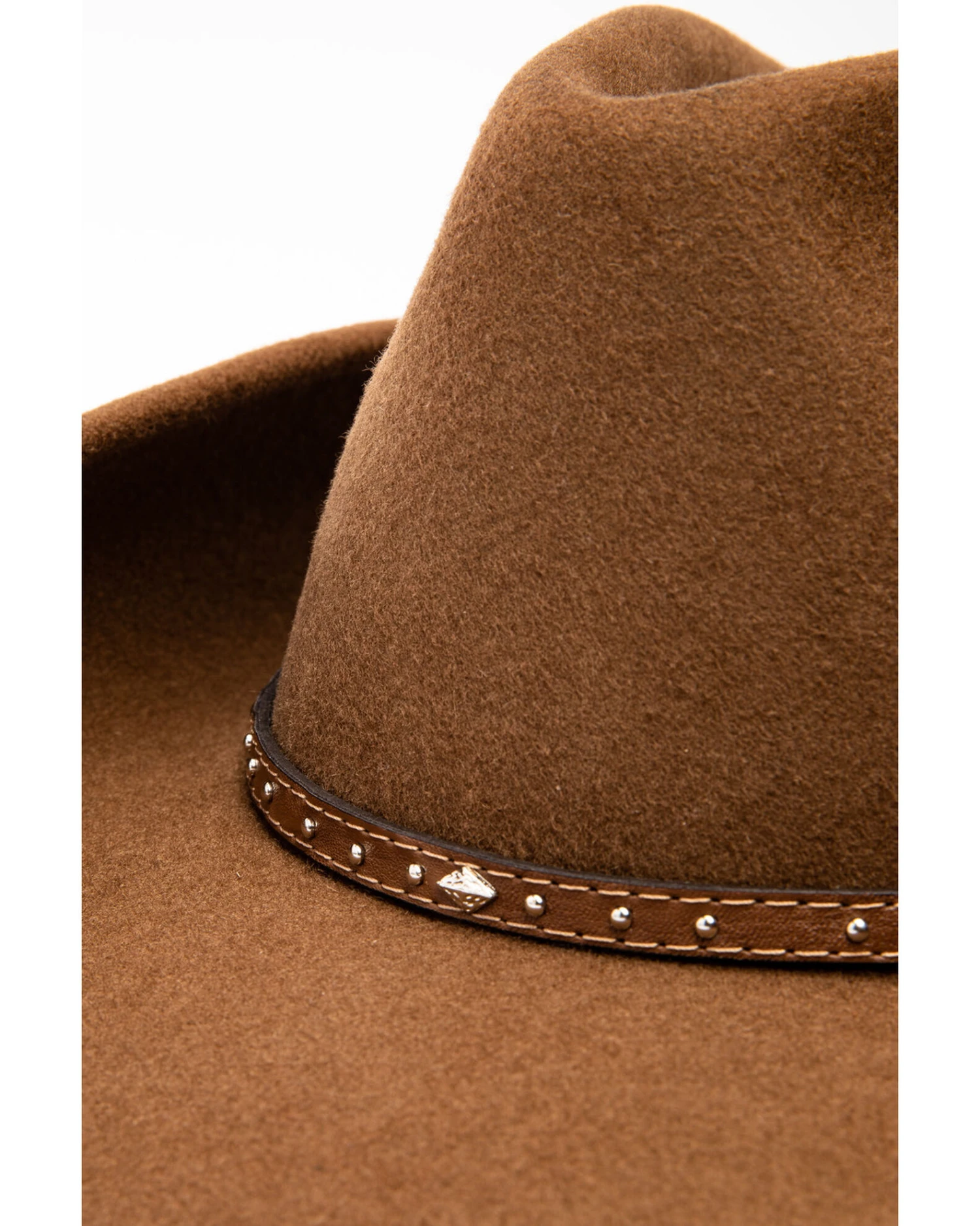 Cody James Men's Fawn Pinch Front Leather Stud Band Wool Hat - Image 6