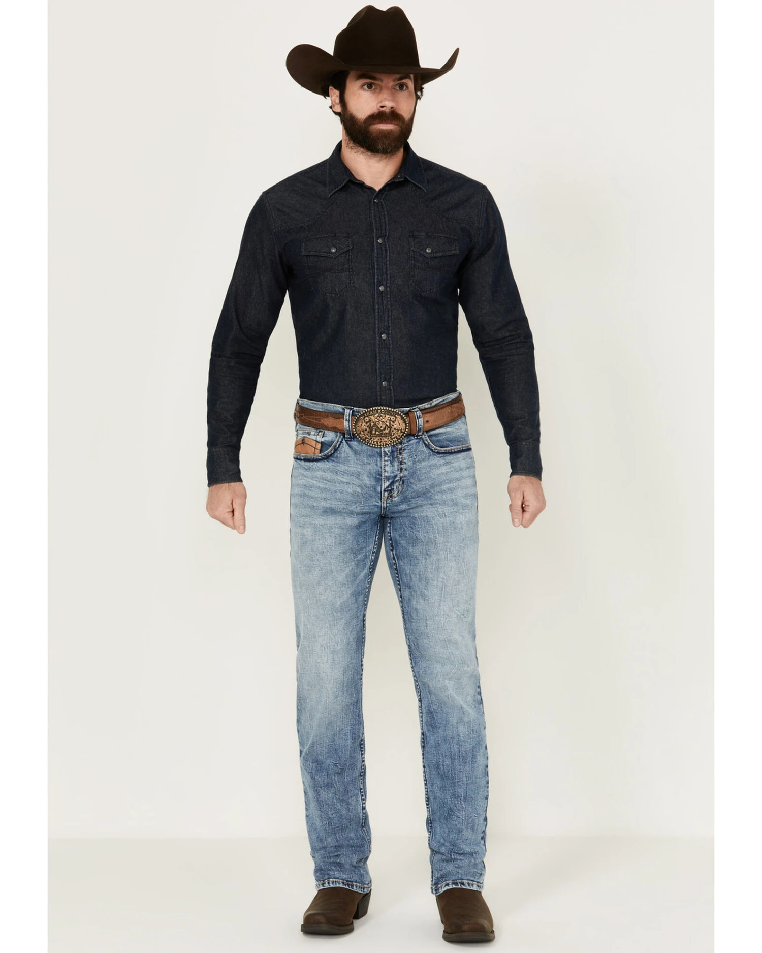 Cody James Core Men's Clover Leaf Light Wash Stretch Slim Straight JeansÂ