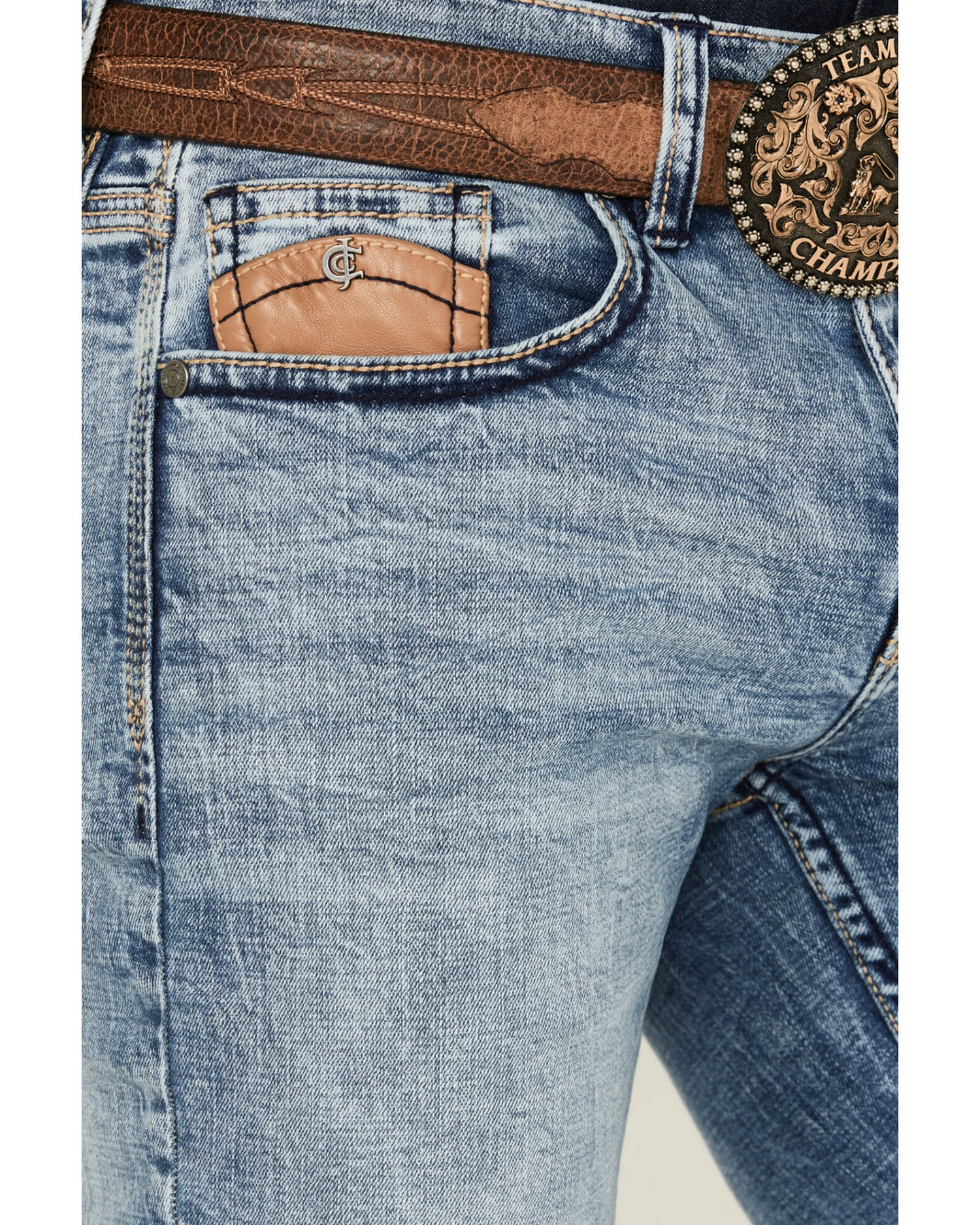 Cody James Core Men's Clover Leaf Light Wash Stretch Slim Straight Jeans - Image 2