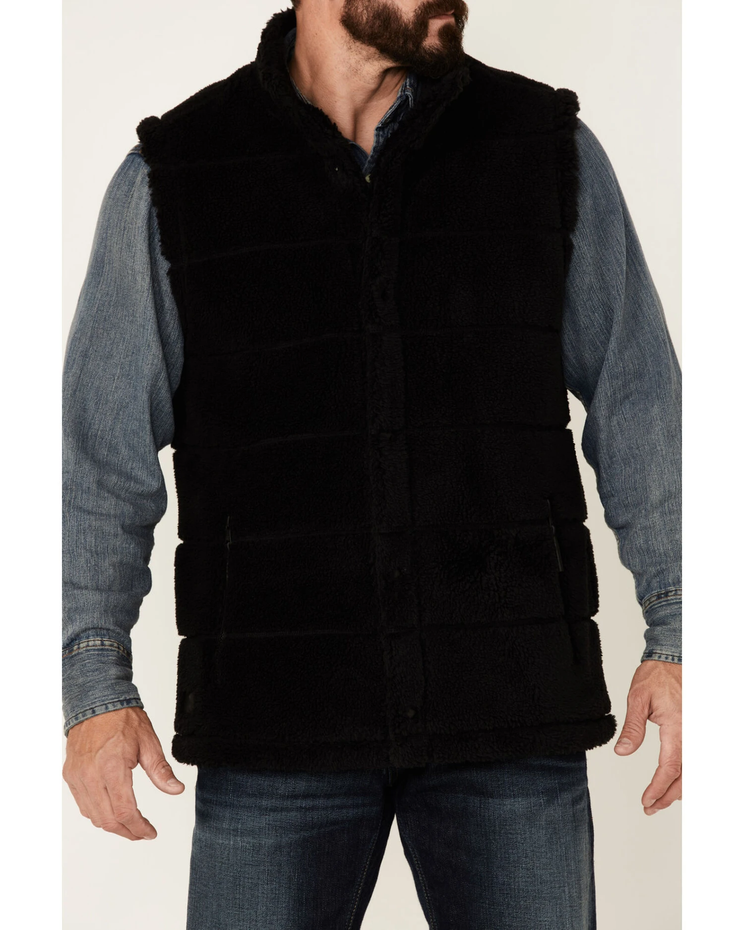 Cody James Men's Black Mesa Quilted Snap-Front Sherpa Vest - Image 3