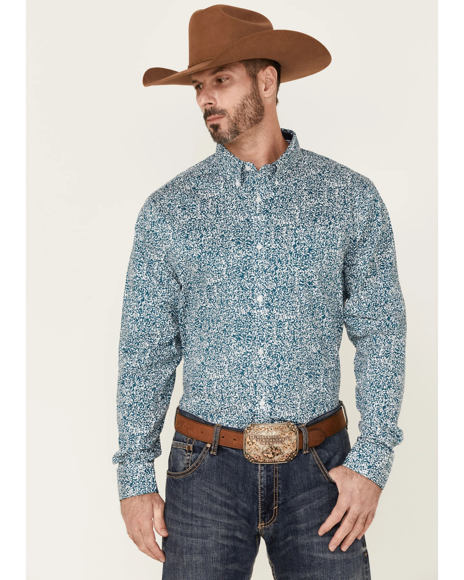 Cody James Core Men's Workforce Floral Print Long Sleeve Button-Down Western ShirtÂ