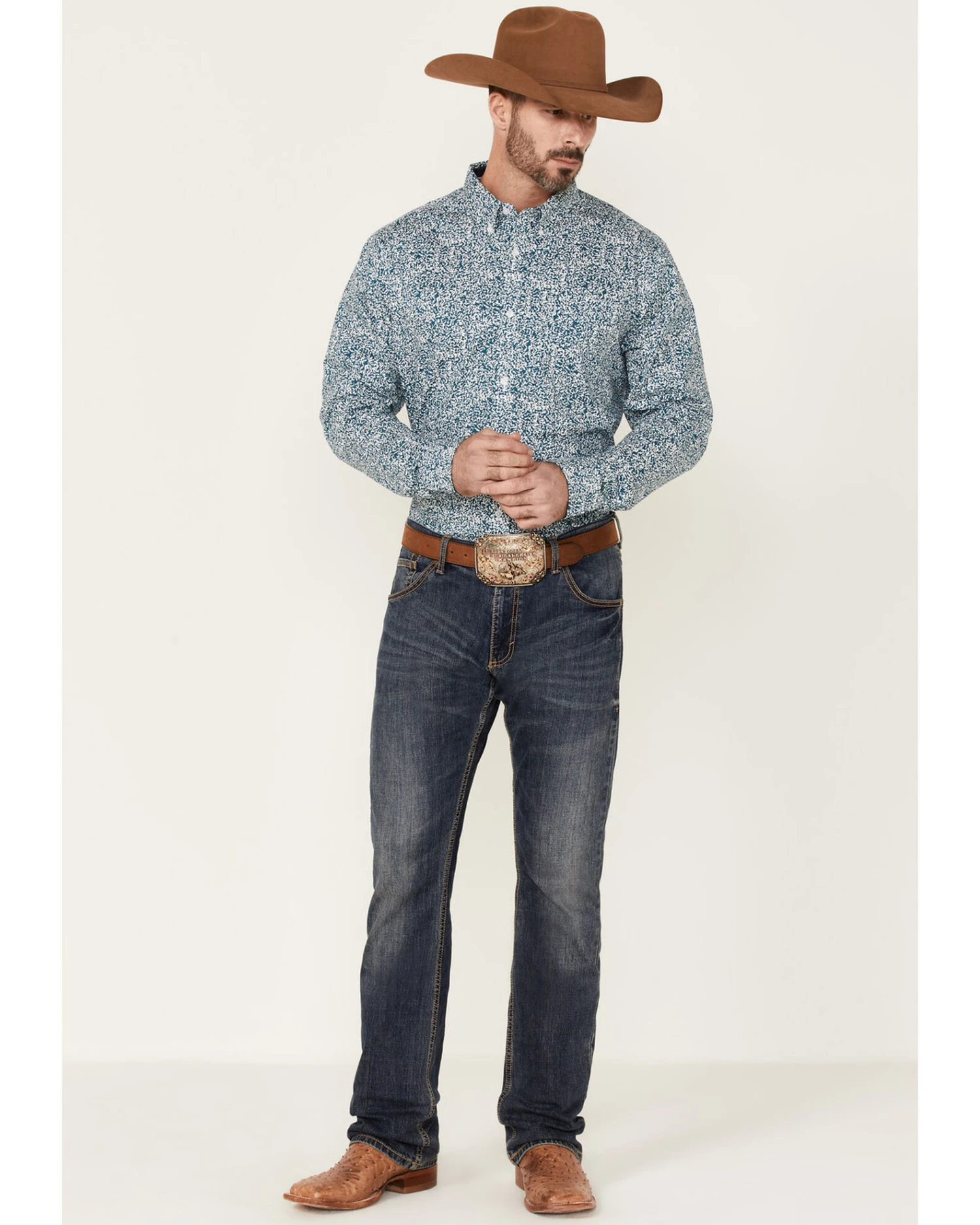 Cody James Core Men's Workforce Floral Print Long Sleeve Button-Down Western Shirt - Image 2