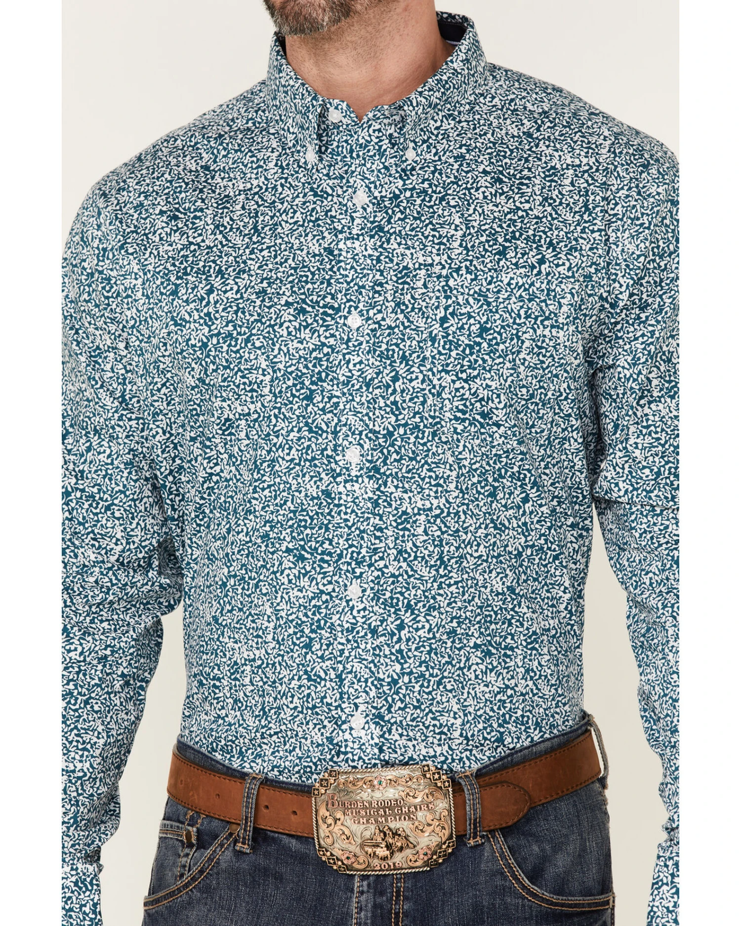 Cody James Core Men's Workforce Floral Print Long Sleeve Button-Down Western Shirt - Image 3