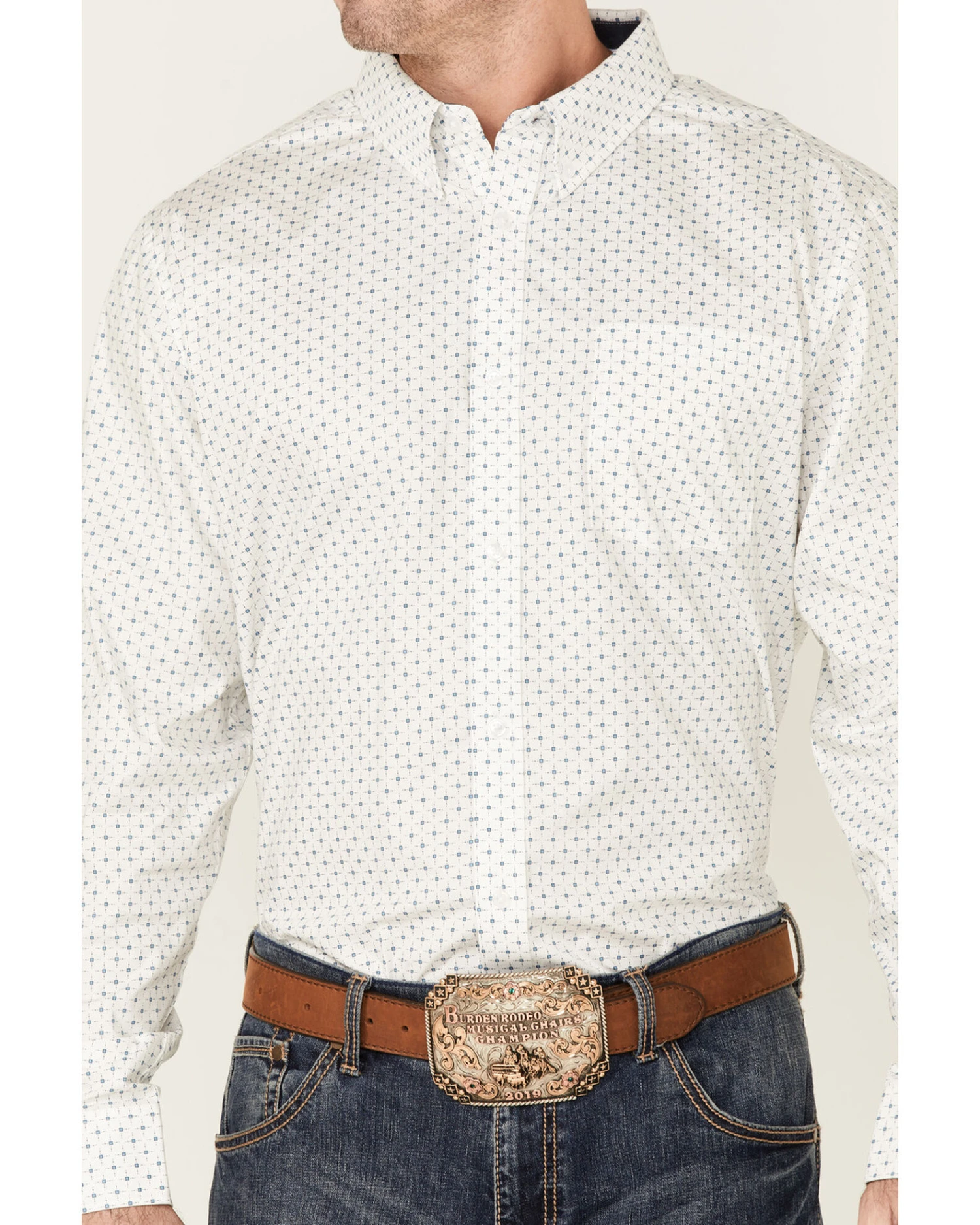 Cody James Core Men's Old Soul Mini Geo Print Long Sleeve Button-Down Western Shirt - Image 3