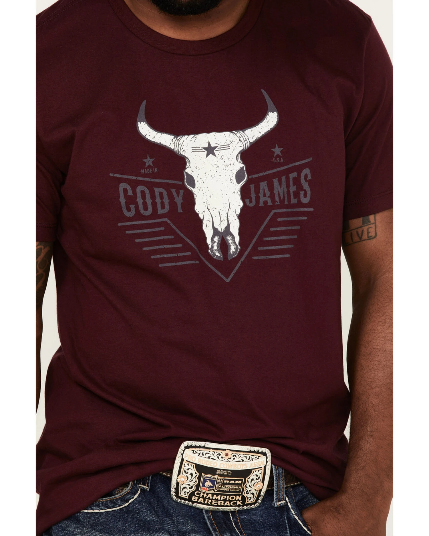Cody James Men's Texas Coast Skull Logo Graphic Short Sleeve T-Shirt - Image 3