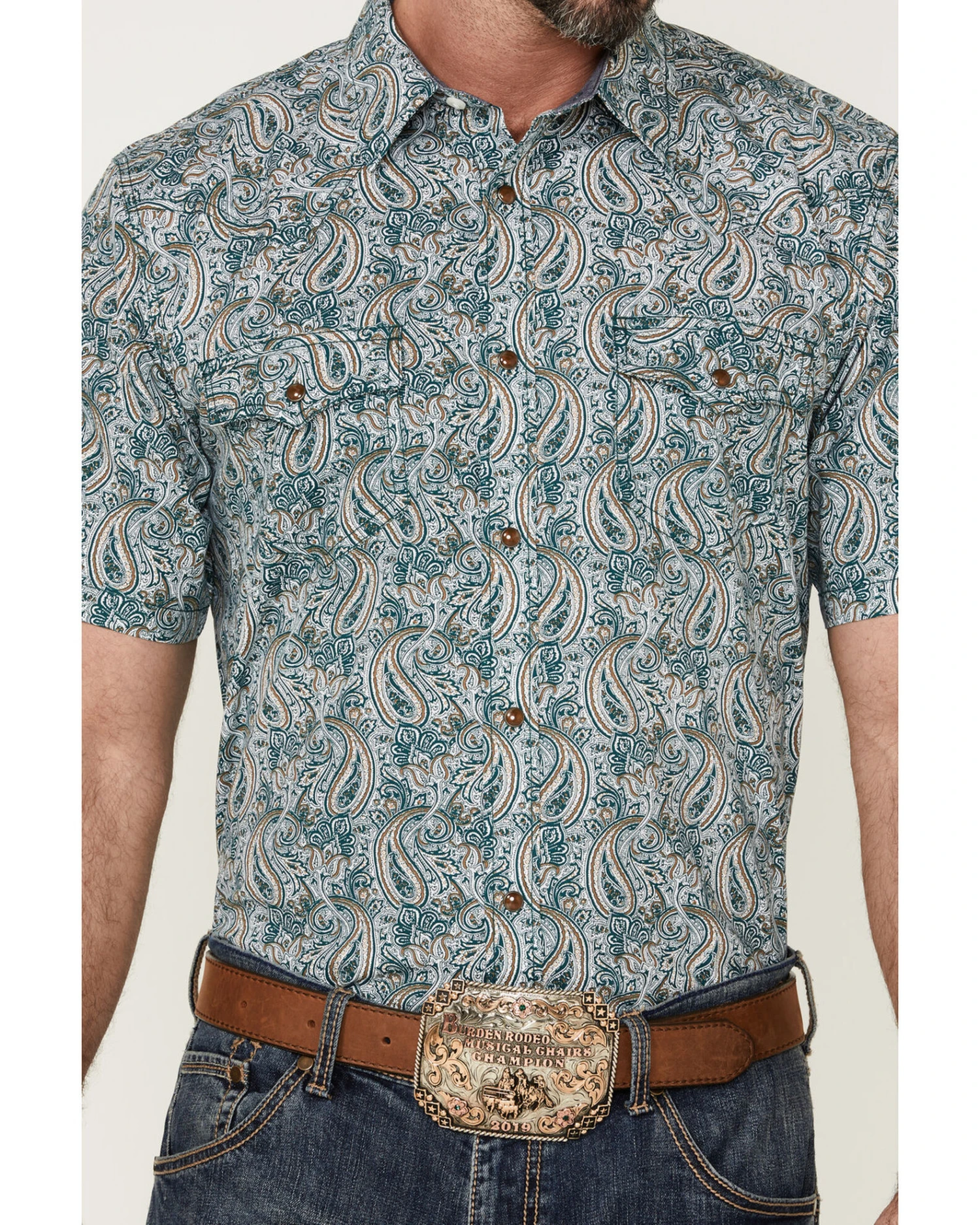 Cody James Men's Vista Paisley Print Short Sleeve Snap Western Shirt - Big & Tall - Image 3