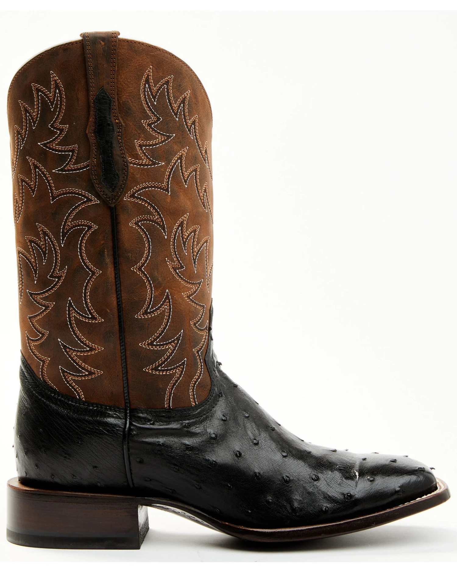Cody James Men's Saddle Black Full-Quill Ostrich Exotic Western Boots - Broad Square Toe - Image 2