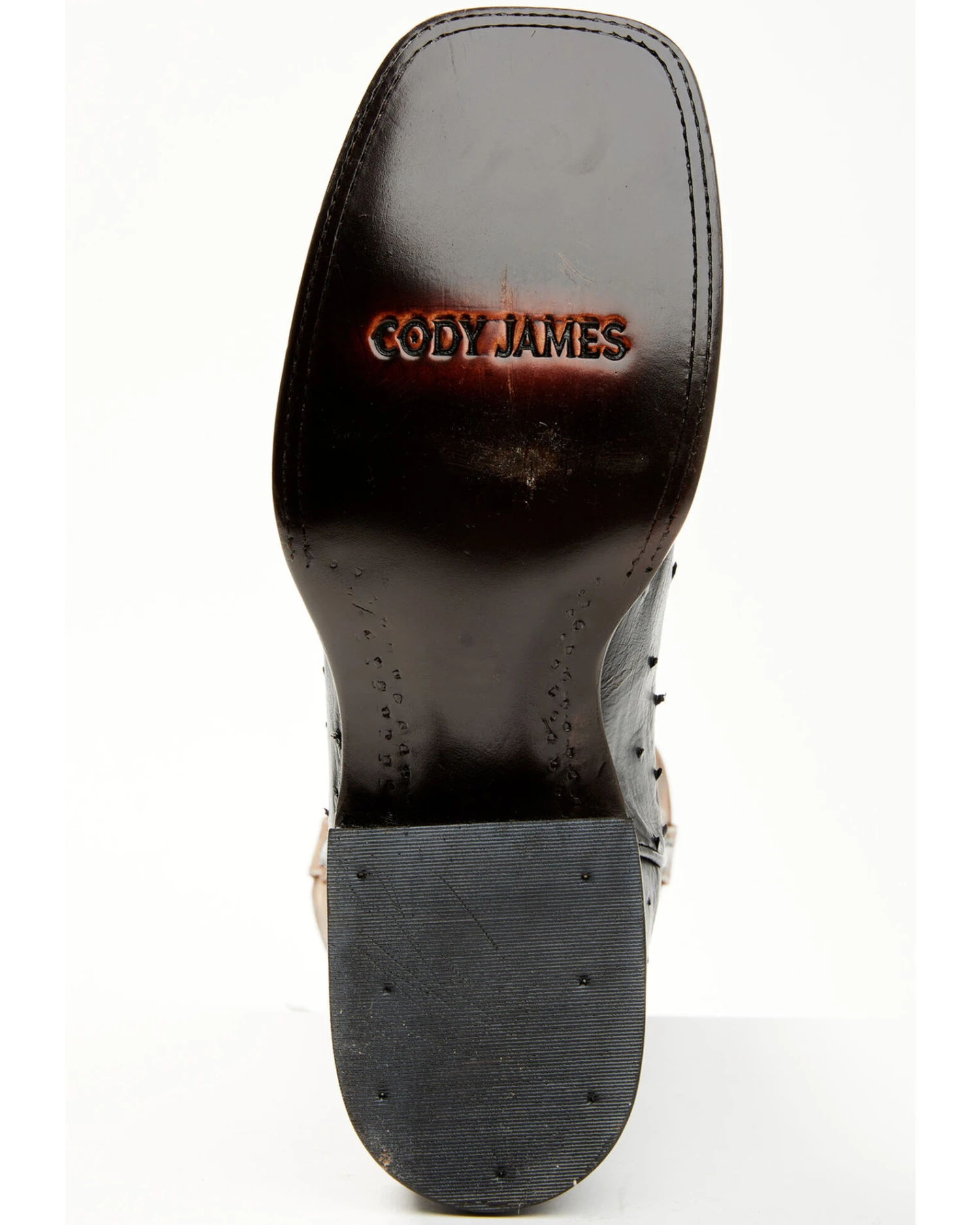 Cody James Men's Saddle Black Full-Quill Ostrich Exotic Western Boots - Broad Square Toe - Image 6