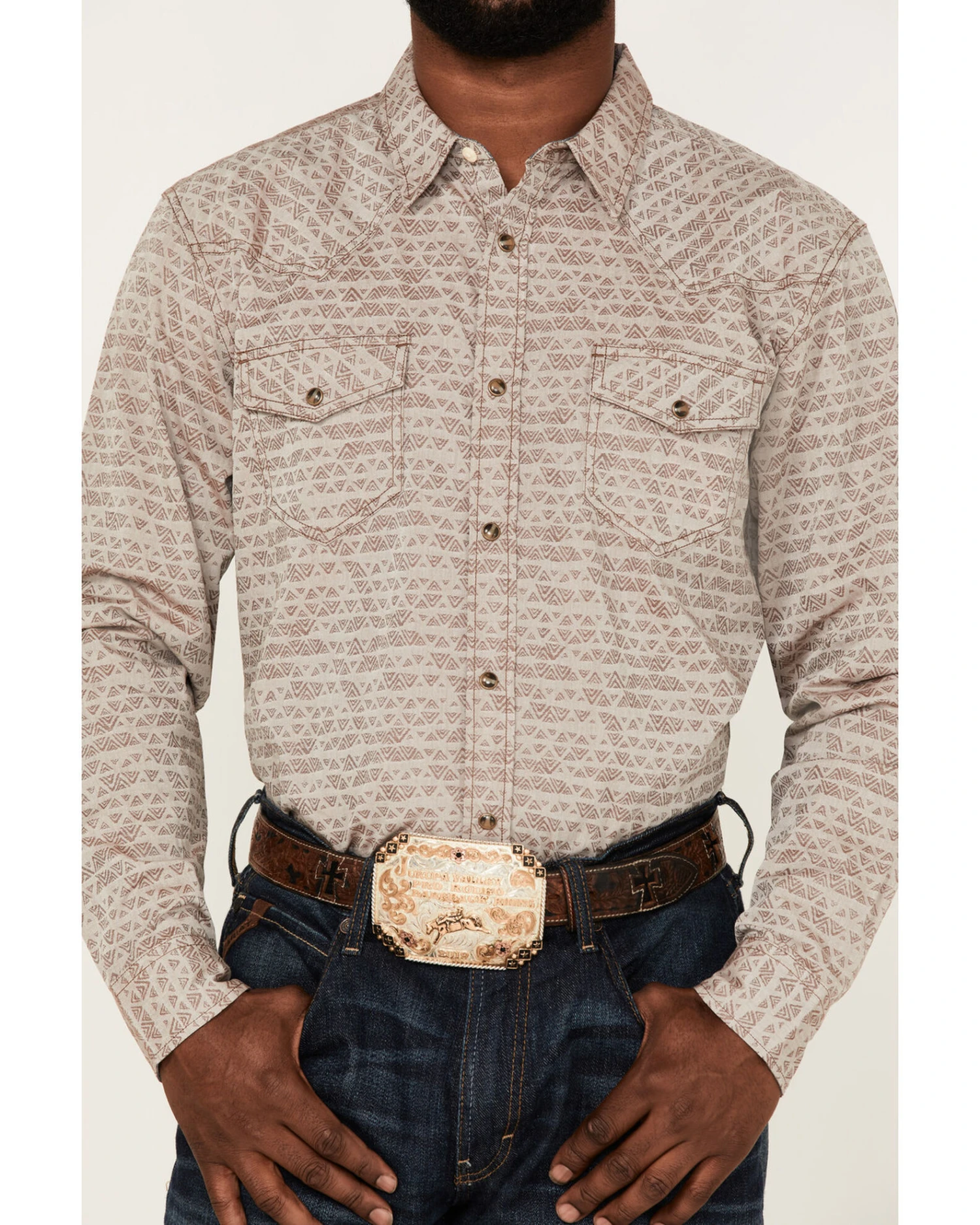 Cody James Men's Century Southwestern Jacquard Print Long Sleeve Snap Western Shirt - Image 3