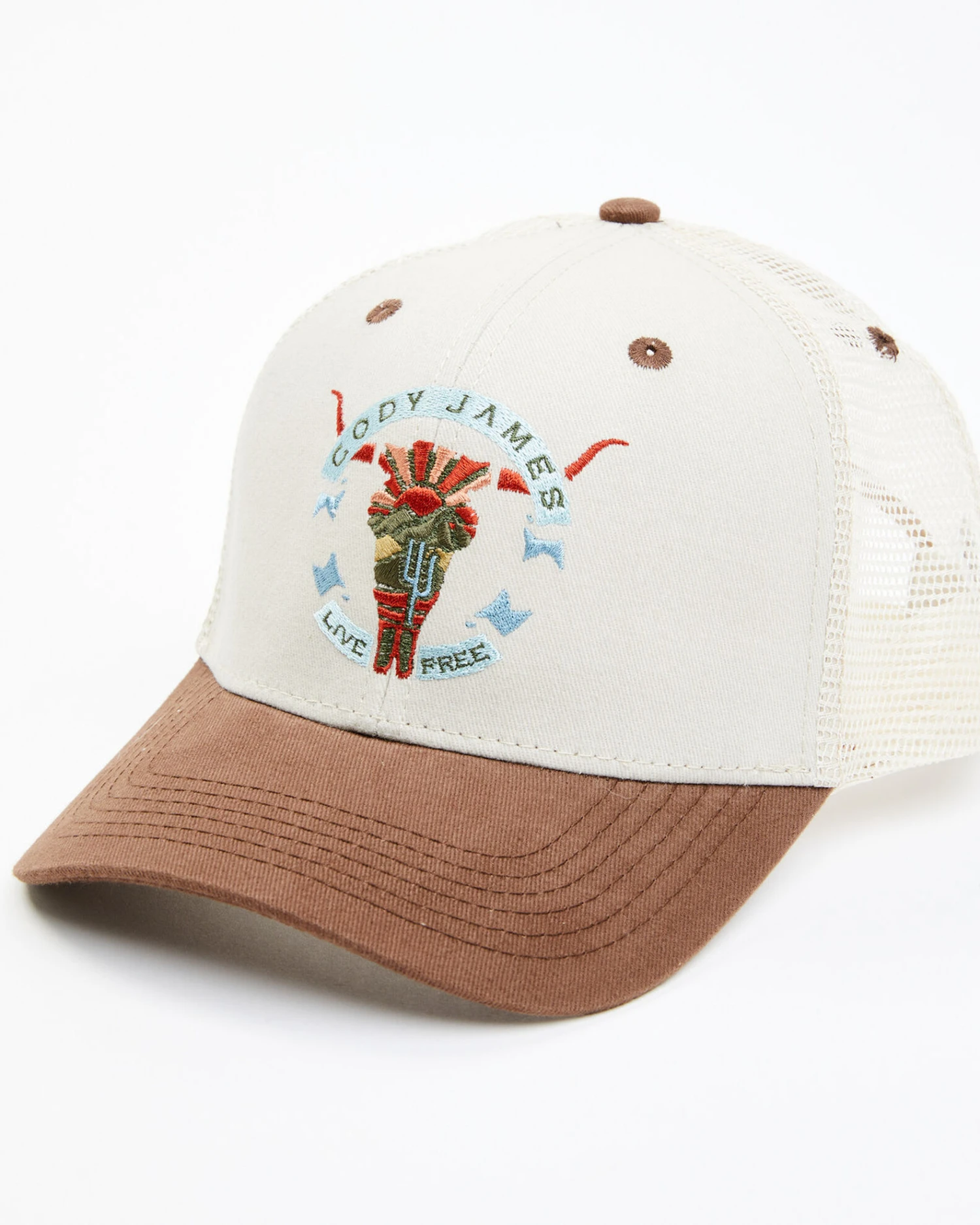 Cody James Men's Live Free Printed Embroidered Skull Mesh-Back Ball Cap