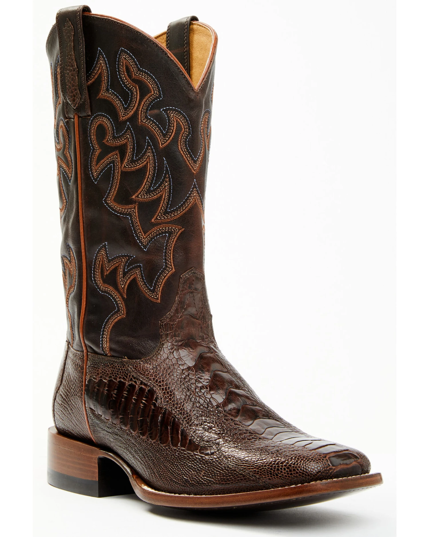 Cody James Men's Antique Cafe Ostrich Leg Exotic Western Boots - Broad Square Toe - Image 4