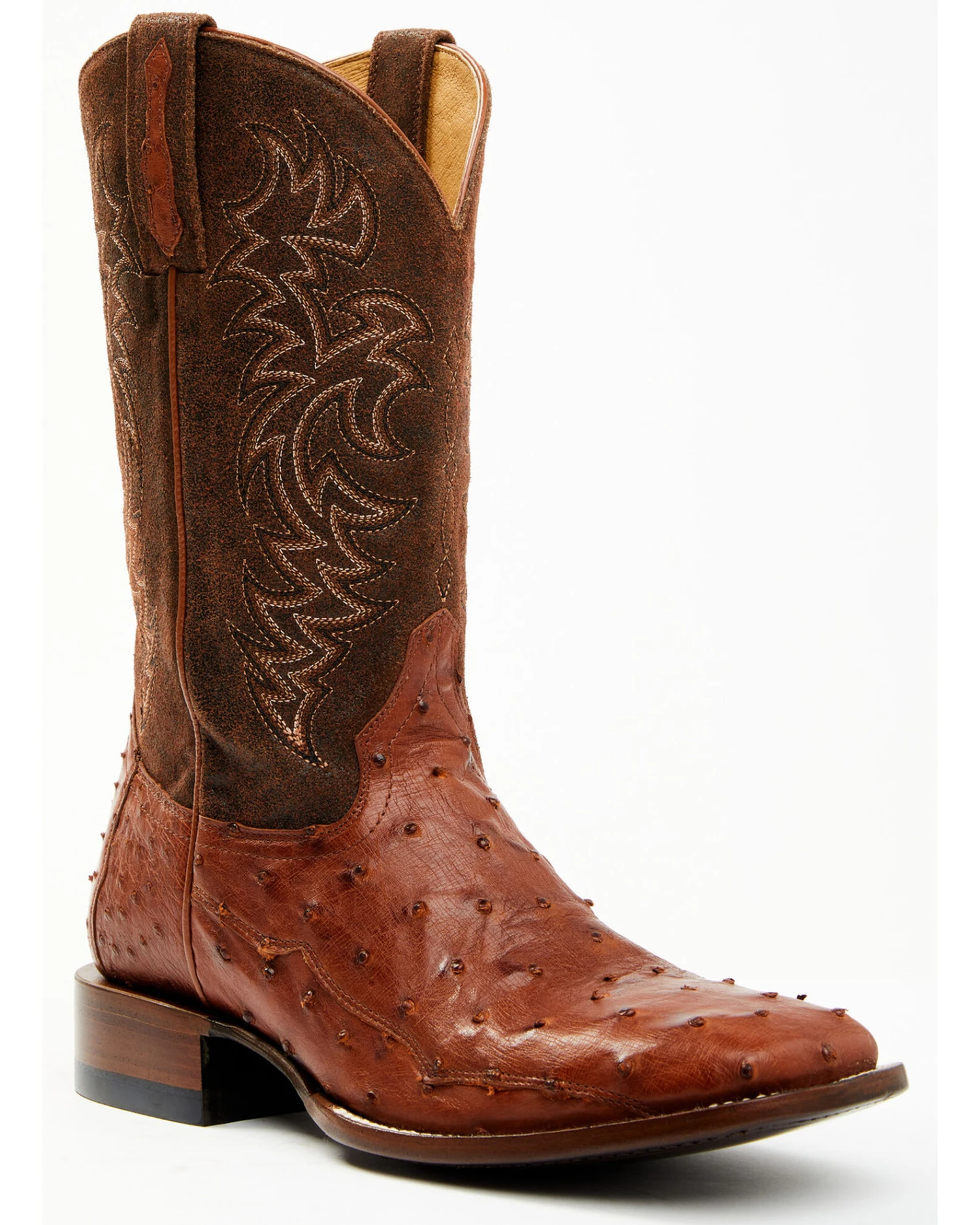 Cody James Men's Brandy Genuine Ostrich Exotic Western Boots - Broad Square Toe - Image 7