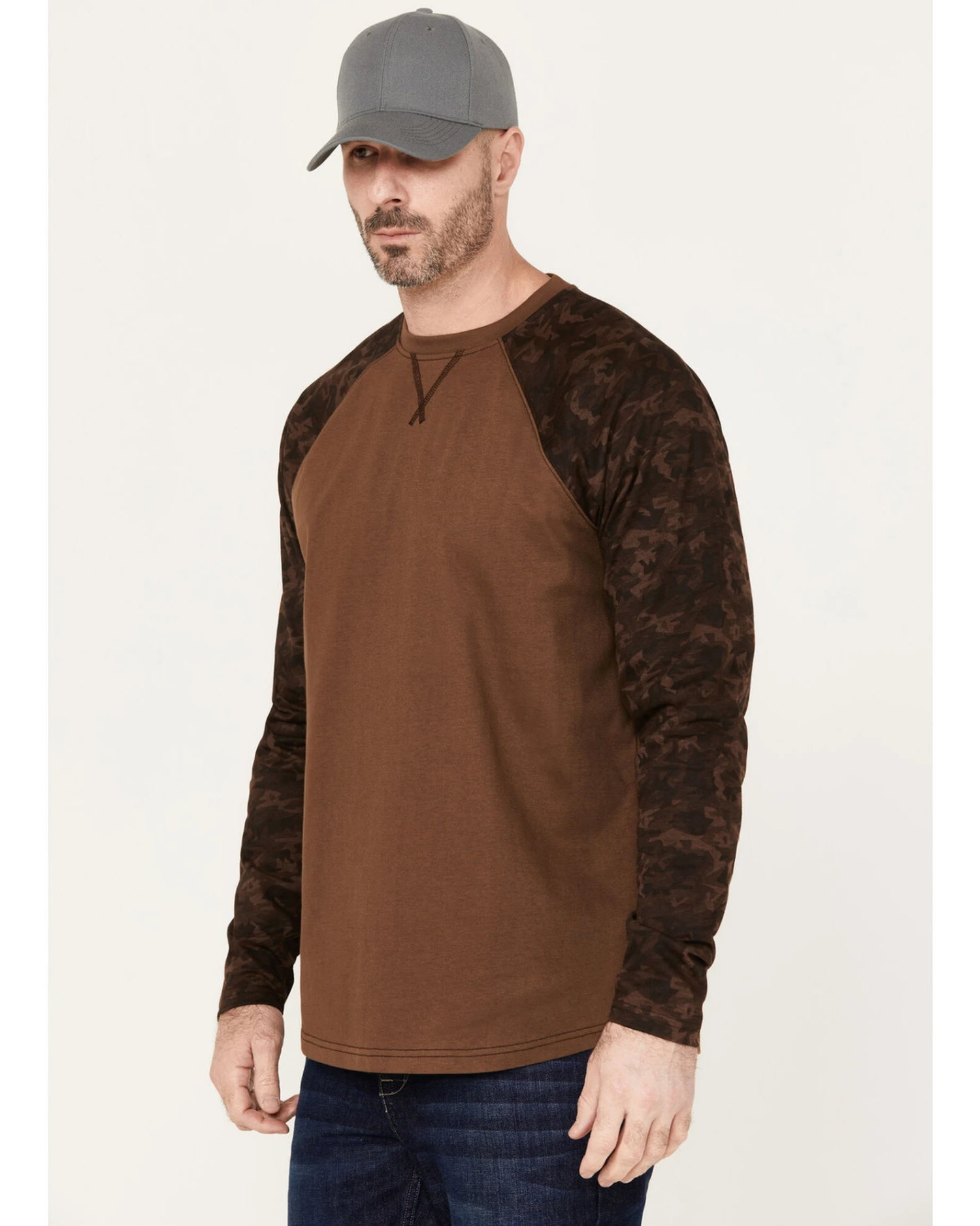 Cody James Men's Camo Color Block Long Sleeve Baseball Work T-Shirt - Image 2