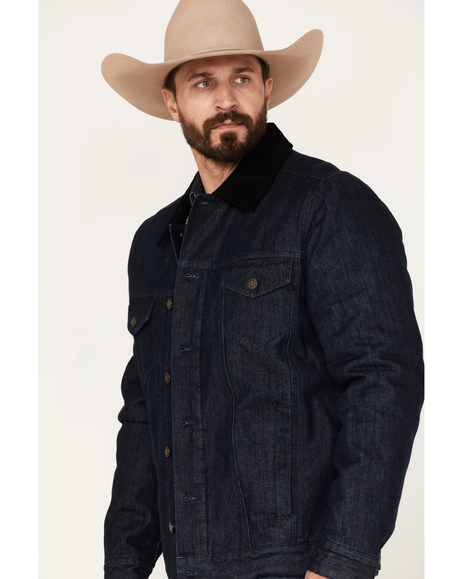 Cody James Men's Grand Teton Dark Wash Sherpa Cord Collar Denim Jacket - Image 2