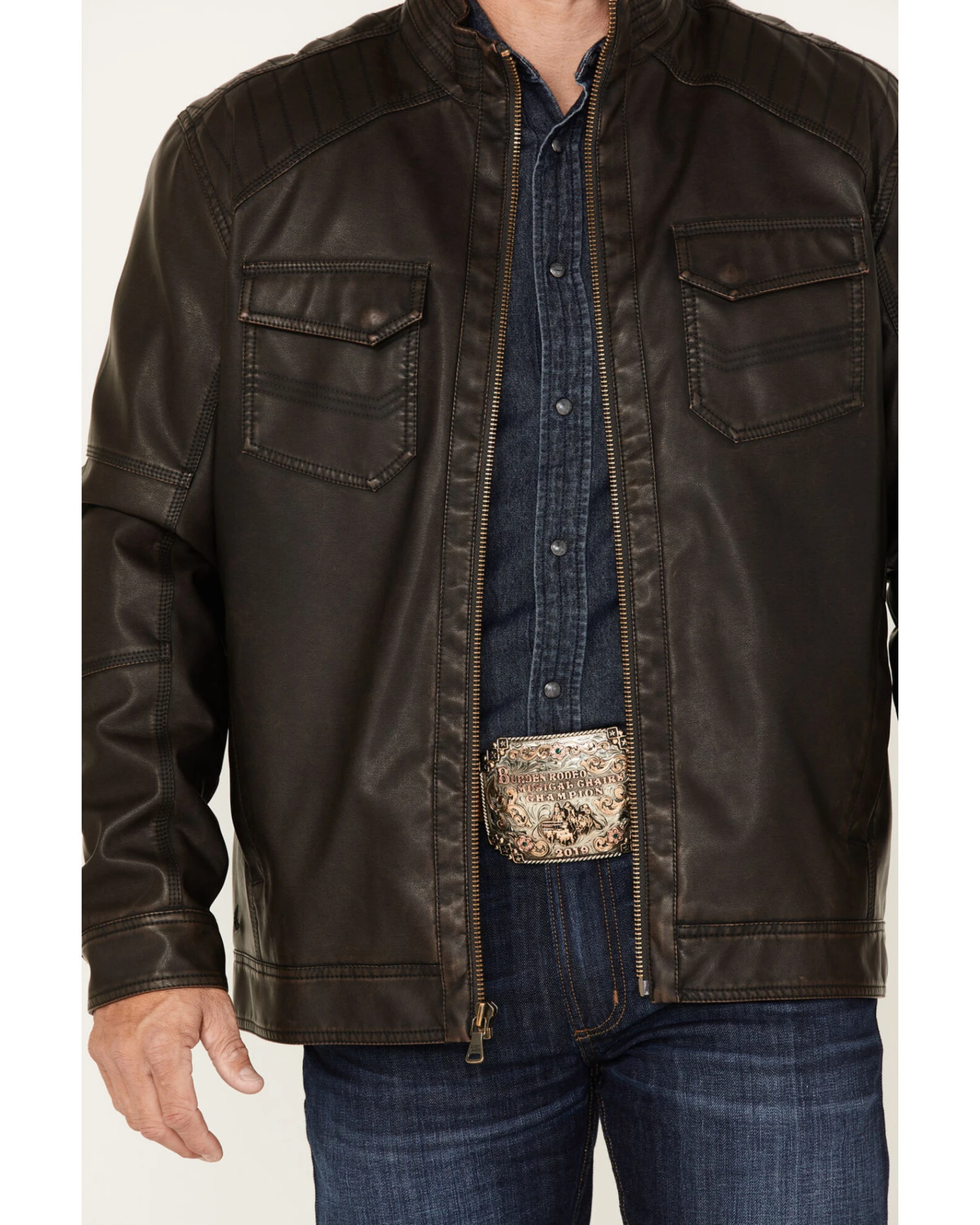 Cody James Men's Houston Distressed Moto Jacket - Image 3