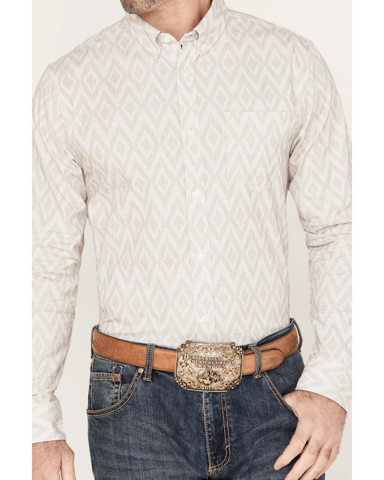 Cody James Men's Accent Geo Print Long Sleeve Button Down Shirt - Image 3