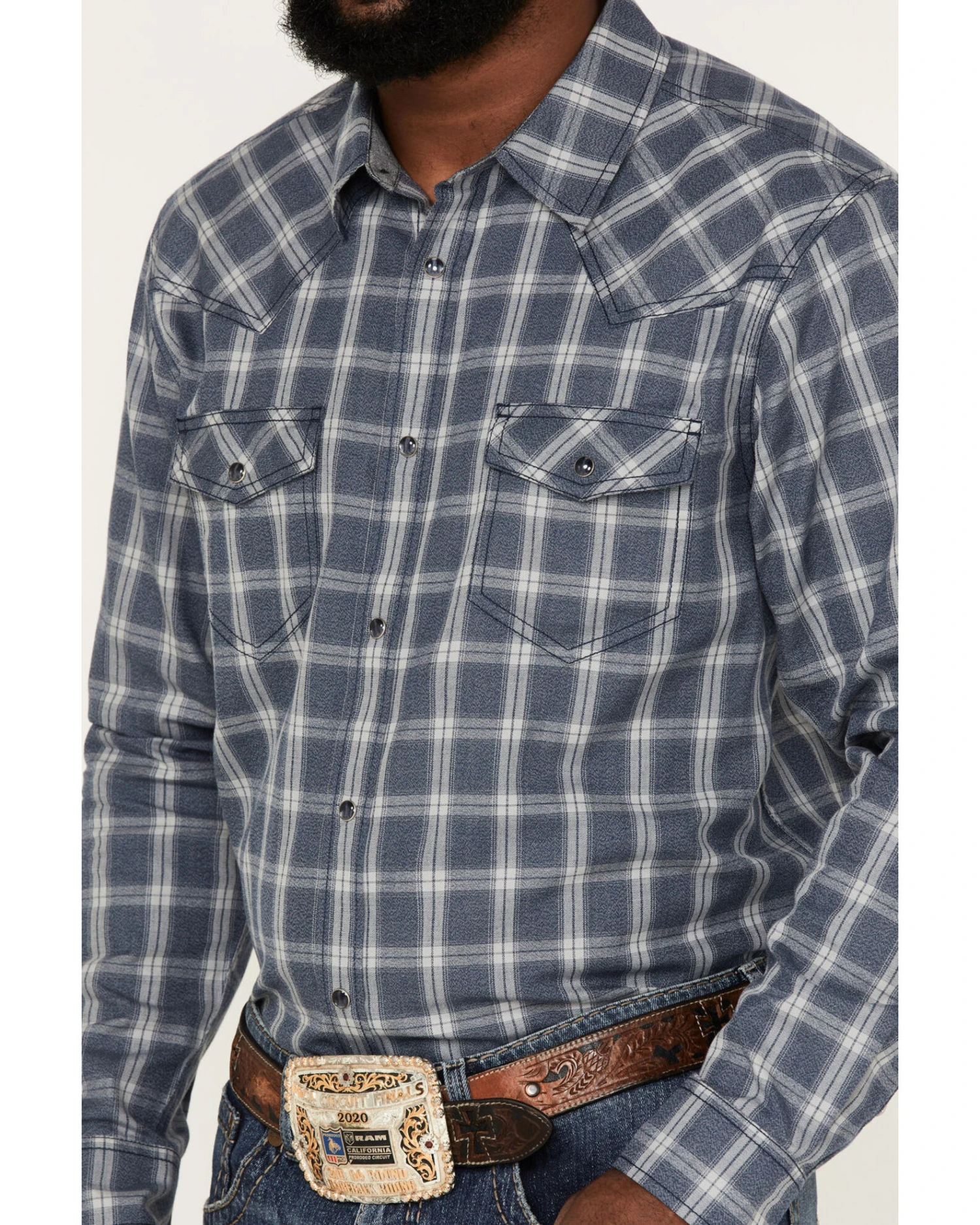 Cody James Men's Lingo Plaid Print Long Sleeve Snap Western Shirt - Image 3