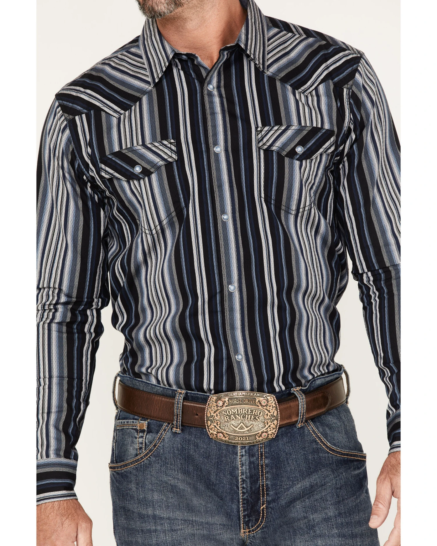 Cody James Men's Hull Vintage Stripe Snap Western Shirt - Image 3