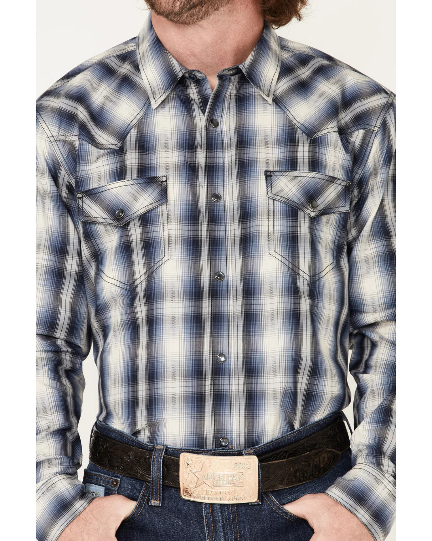 Cody James Men's Trailblazer Plaid Print Long Sleeve Pearl Snap Western Shirt - Image 3