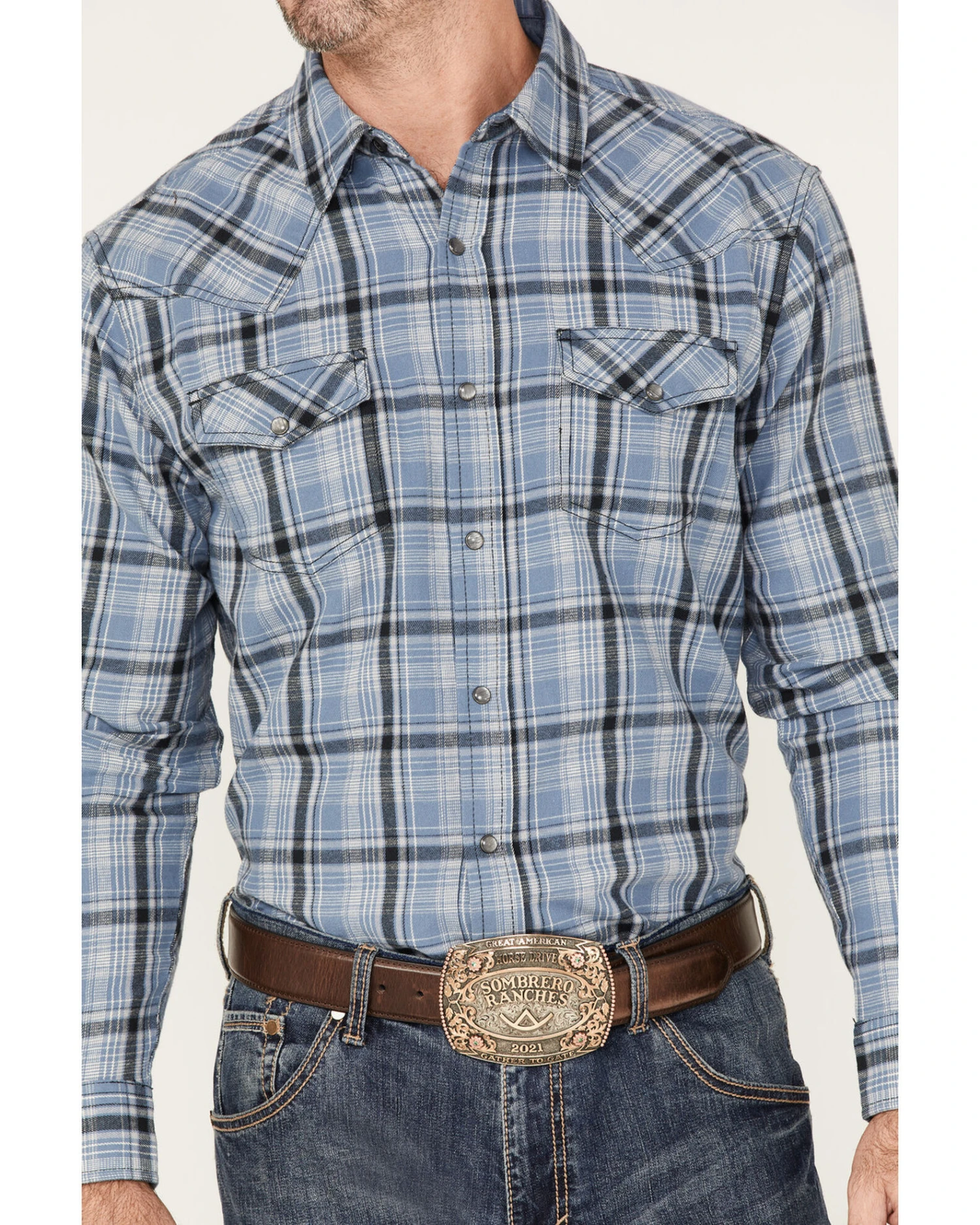 Cody James Men's Stream Plaid Print Long Sleeve Pearl Snap Western Flannel Shirt - Image 3