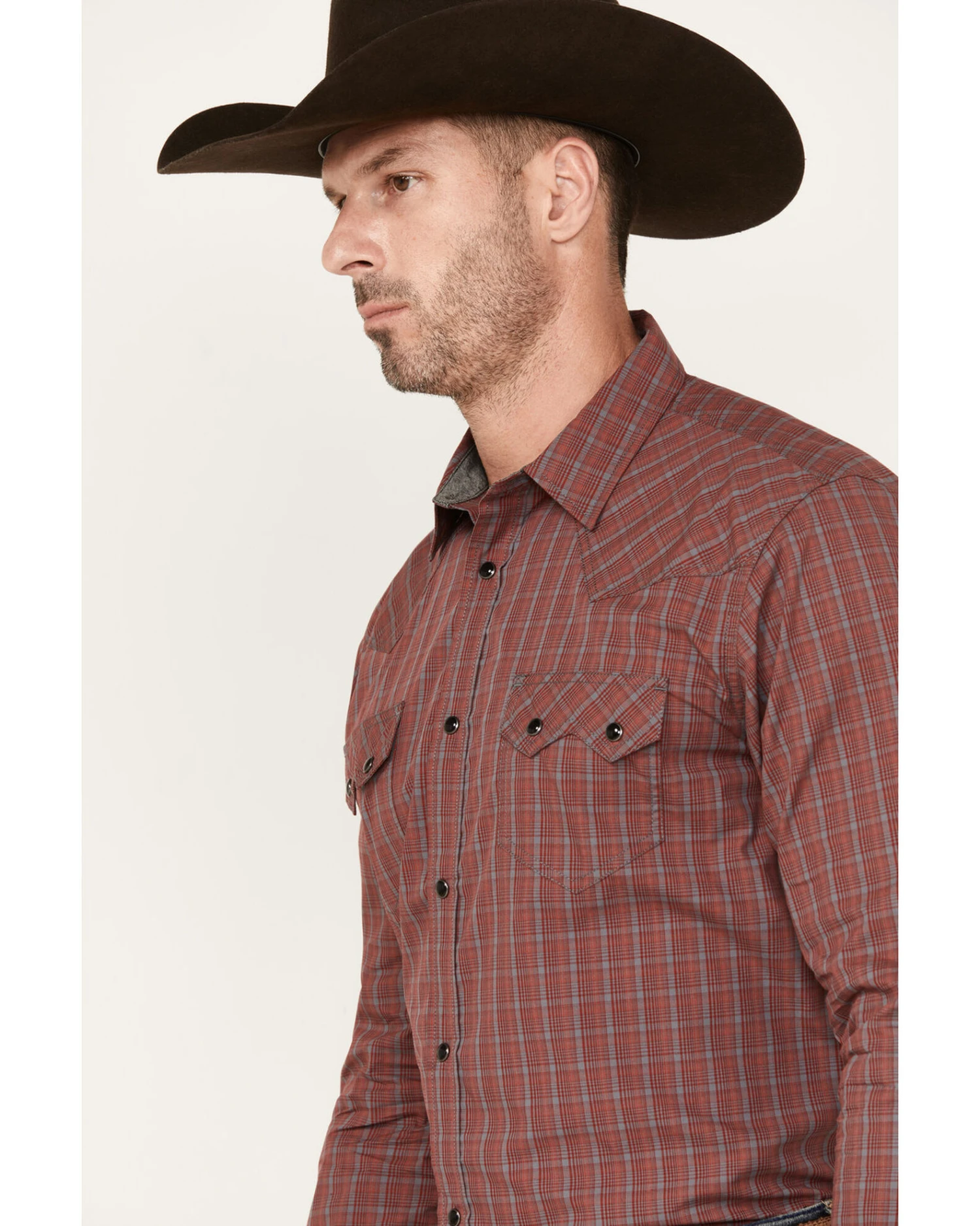 Cody James Men's Fire Mountain Long Sleeve Plaid Print Snap Western Shirt - Image 2