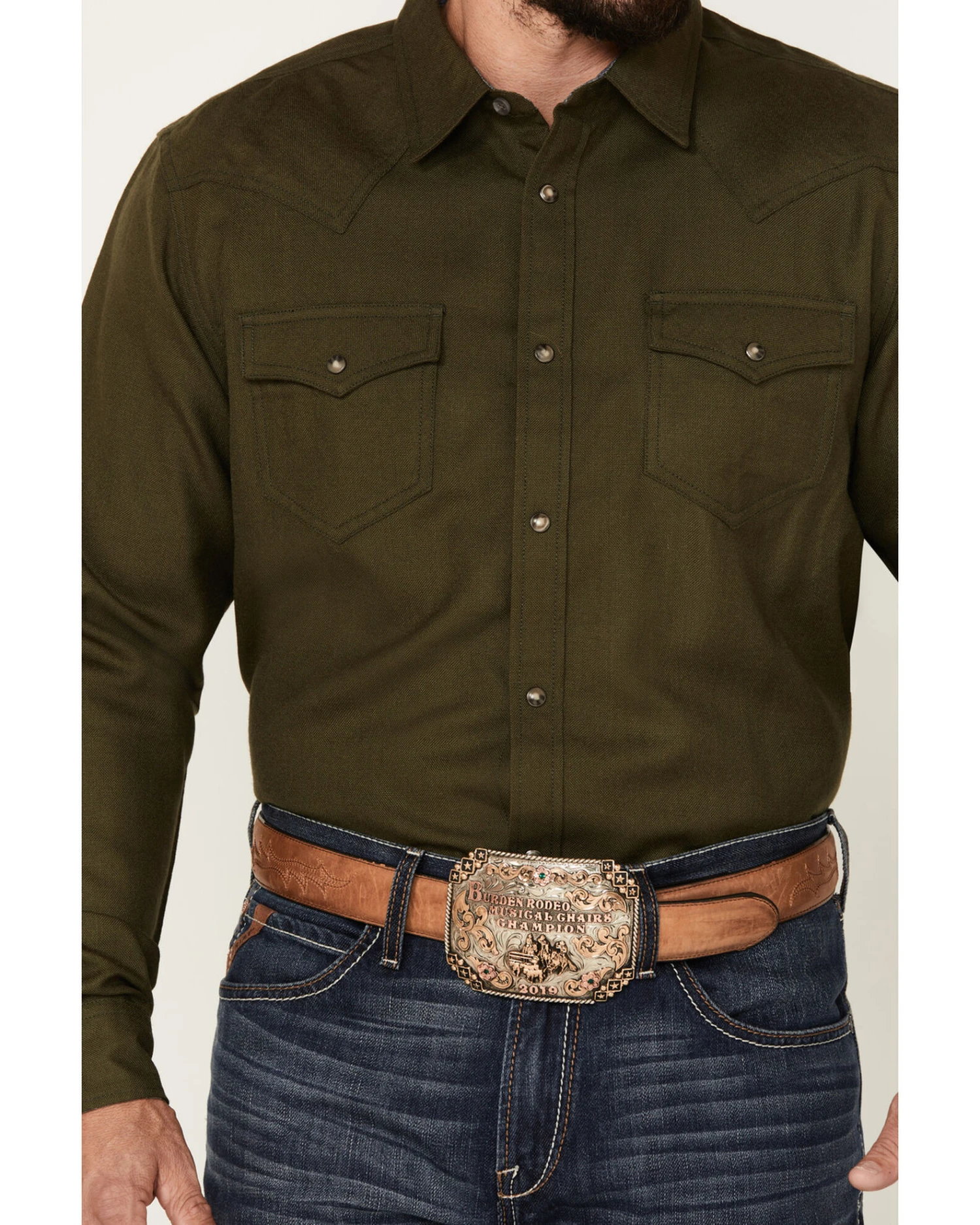 Cody James Men's Wooly Mammoth Solid Long Sleeve Snap Western Shirt - Image 3