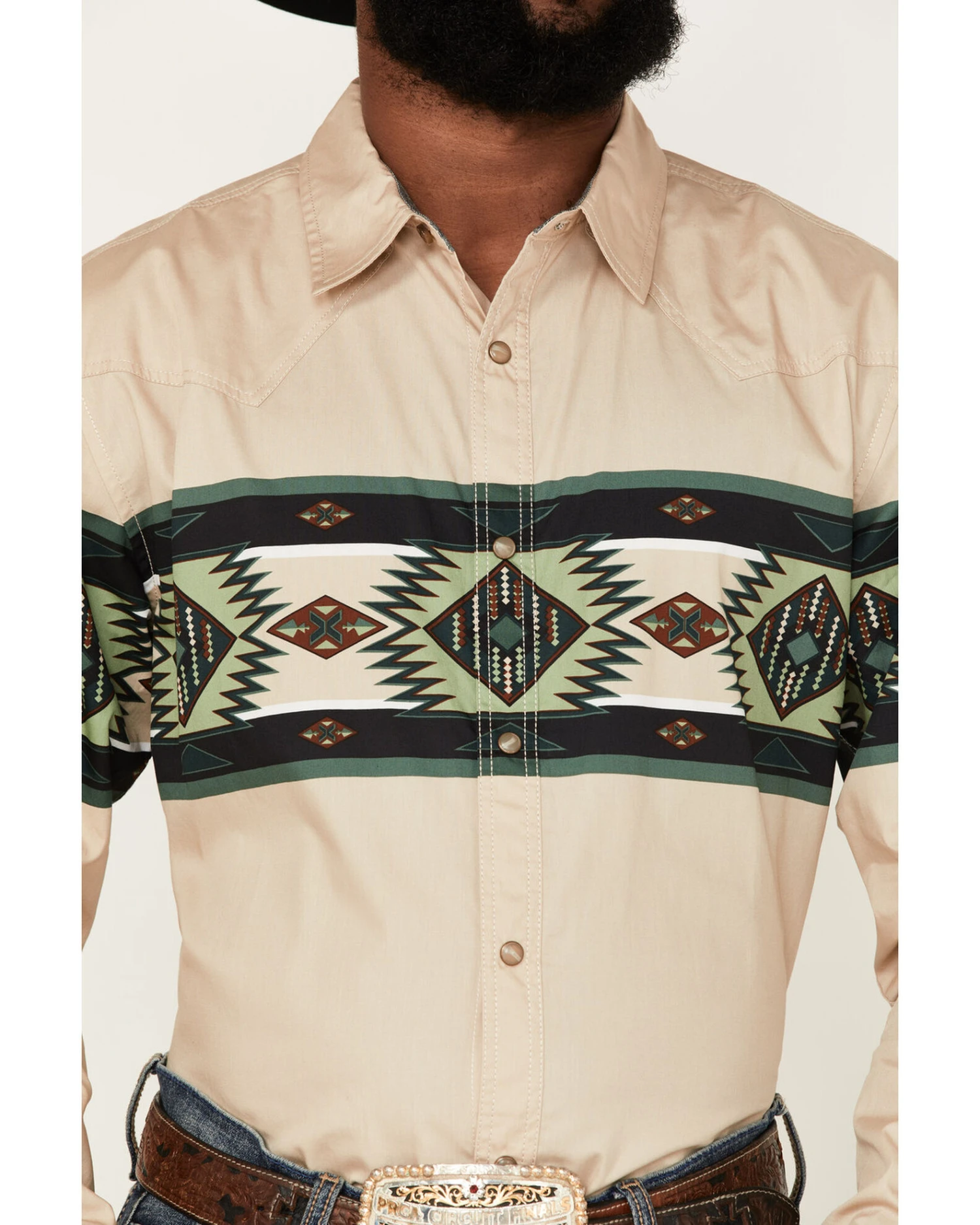 Cody James Men's Coyote Border Long Sleeve Snap Western Shirt - Image 3