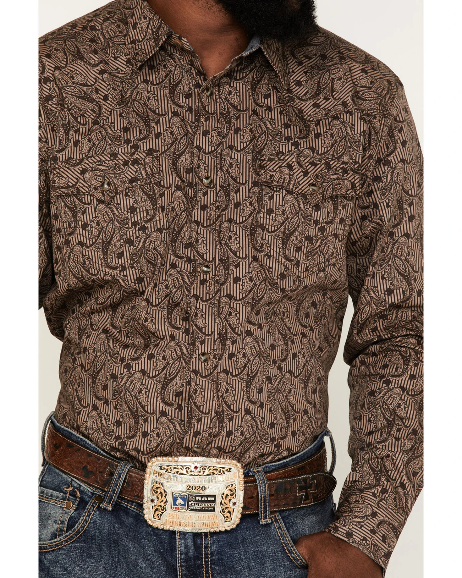 Cody James Men's Linear Paisley Print Long Sleeve Snap Western Shirt - Image 3