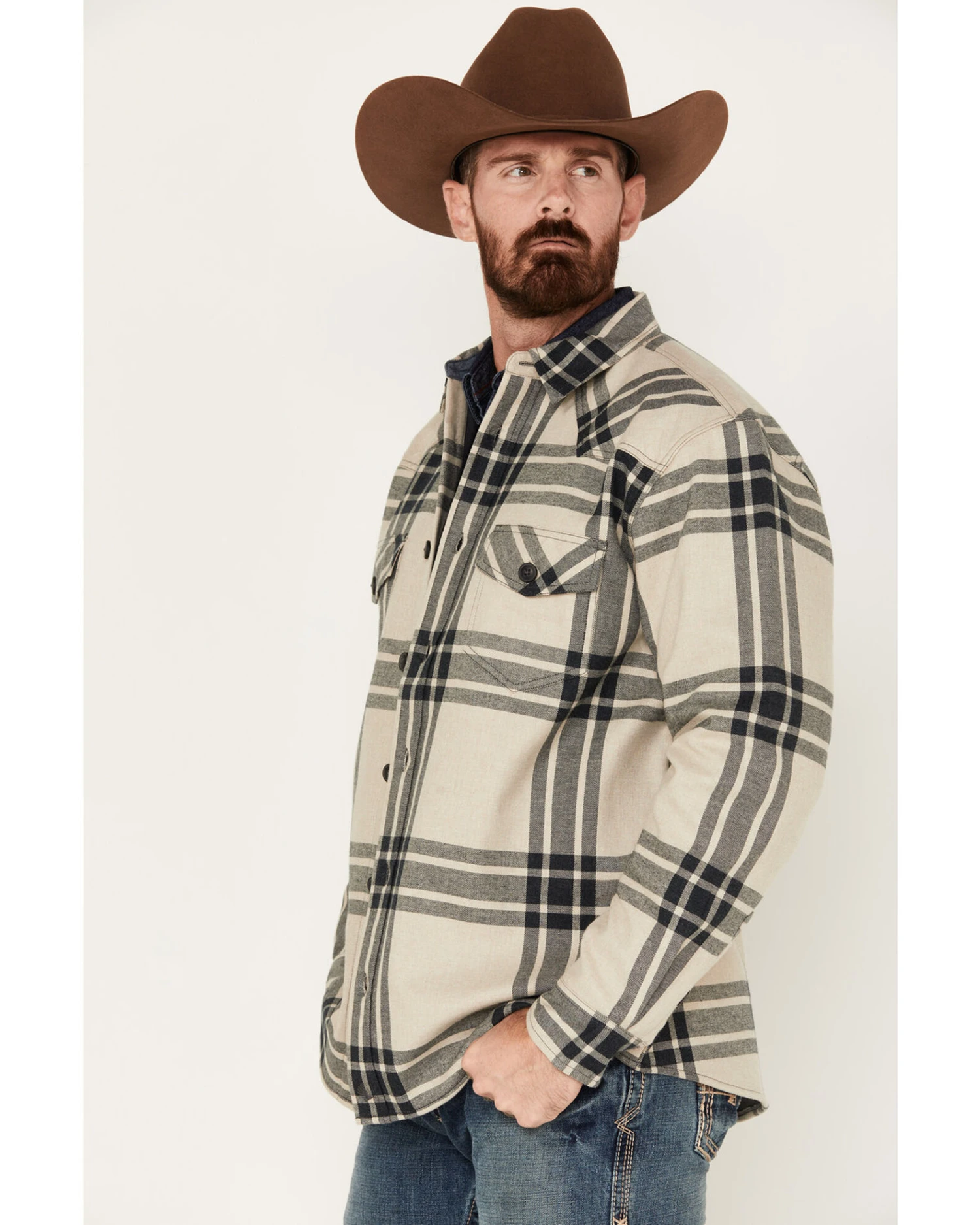 Cody James Men's Tavern Large Plaid Bonded Long Sleeve Button Down Flannel Jacket - Image 2