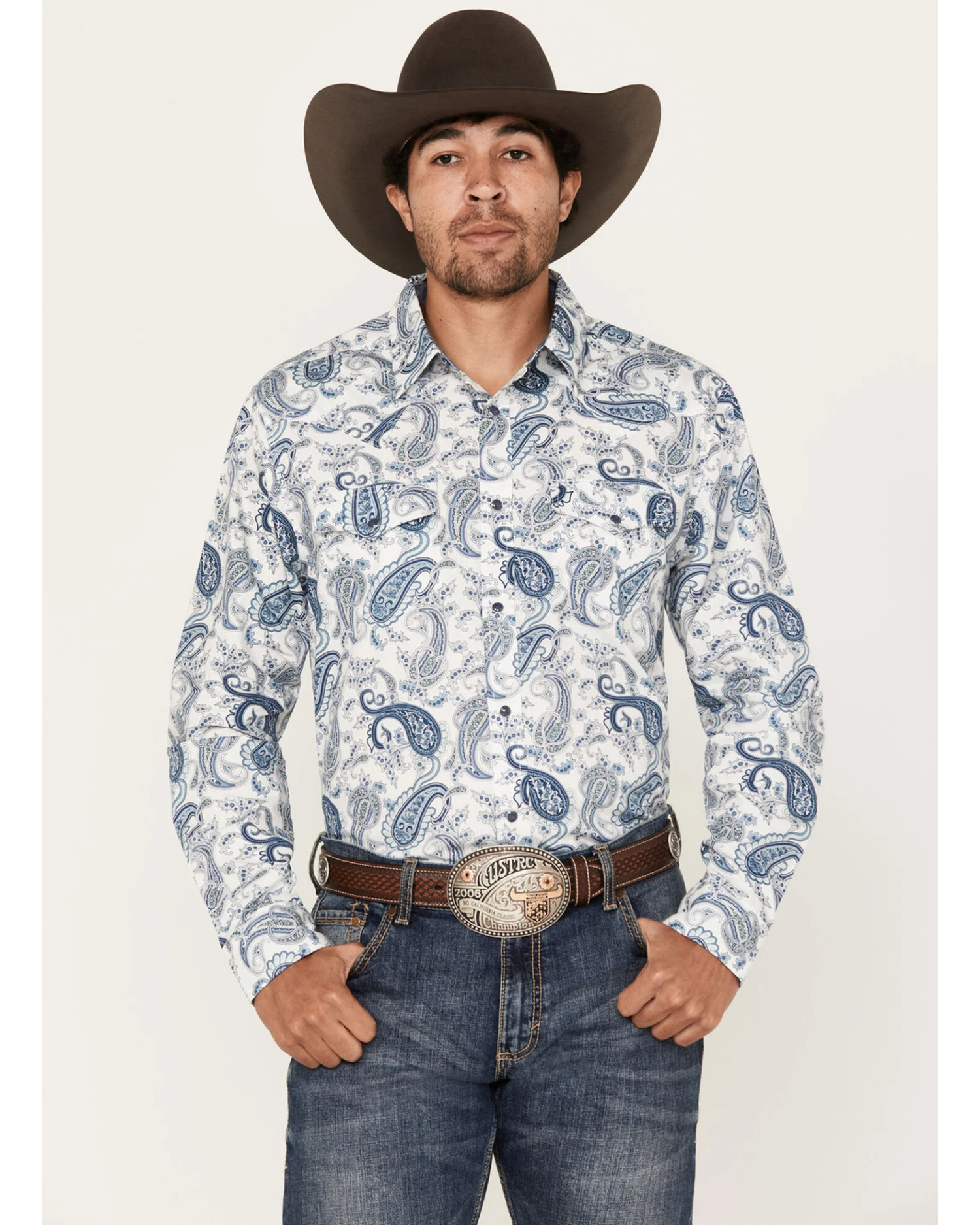 Cody James Men's Home Town Paisley Print Long Sleeve Snap Western Shirt