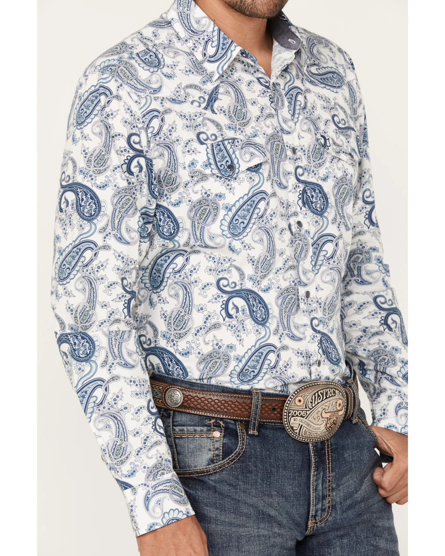 Cody James Men's Home Town Paisley Print Long Sleeve Snap Western Shirt - Image 3