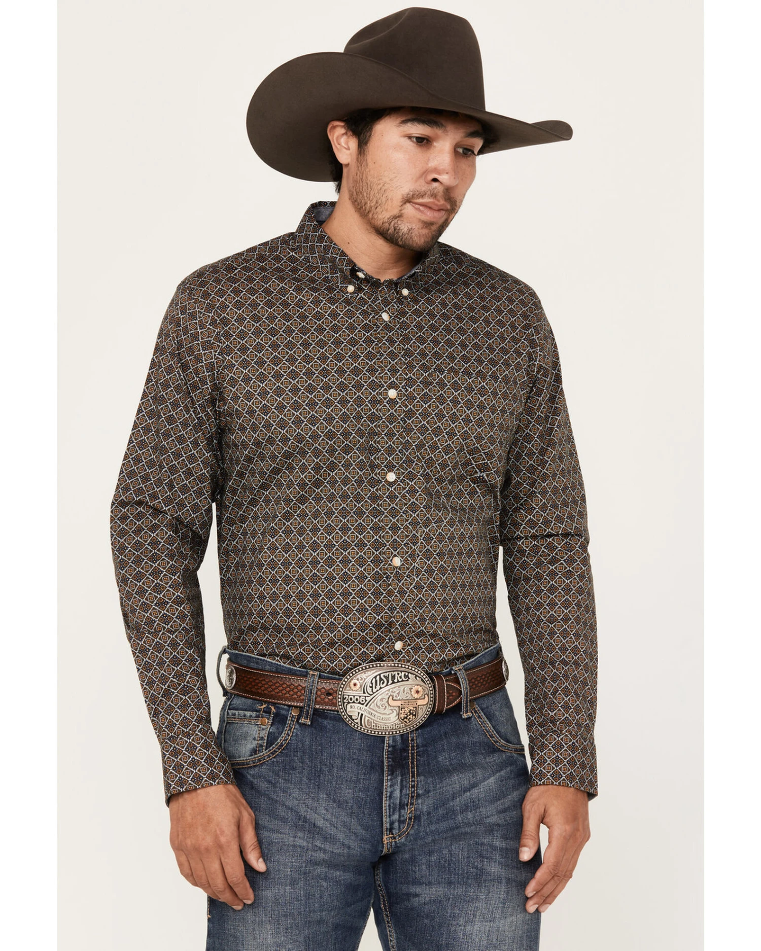 Cody James Men's Money Maker Print Long Sleeve Button-Down Western Shirt