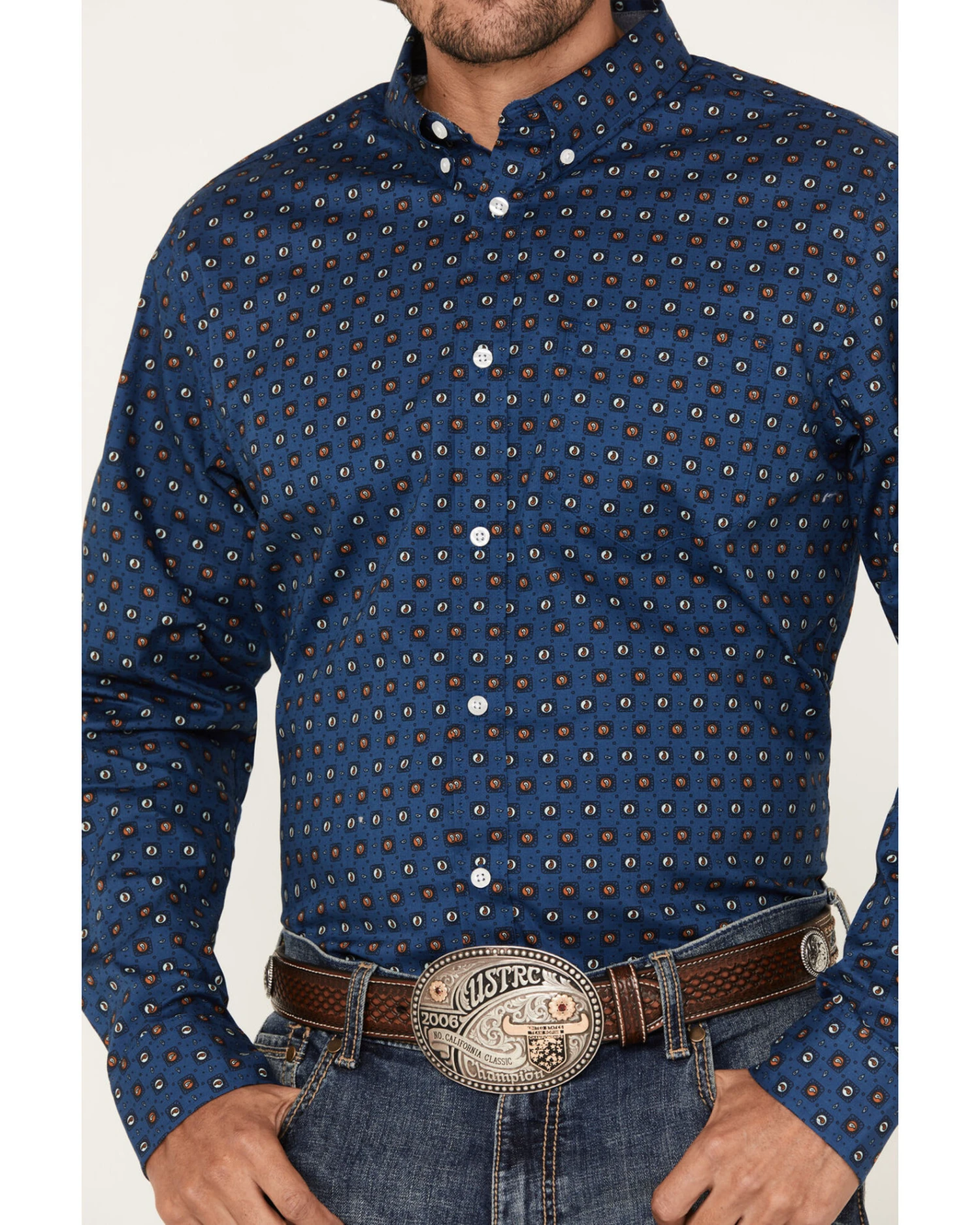 Cody James Men's 2nd Round Geo Print Long Sleeve Button-Down Western Shirt - Image 3