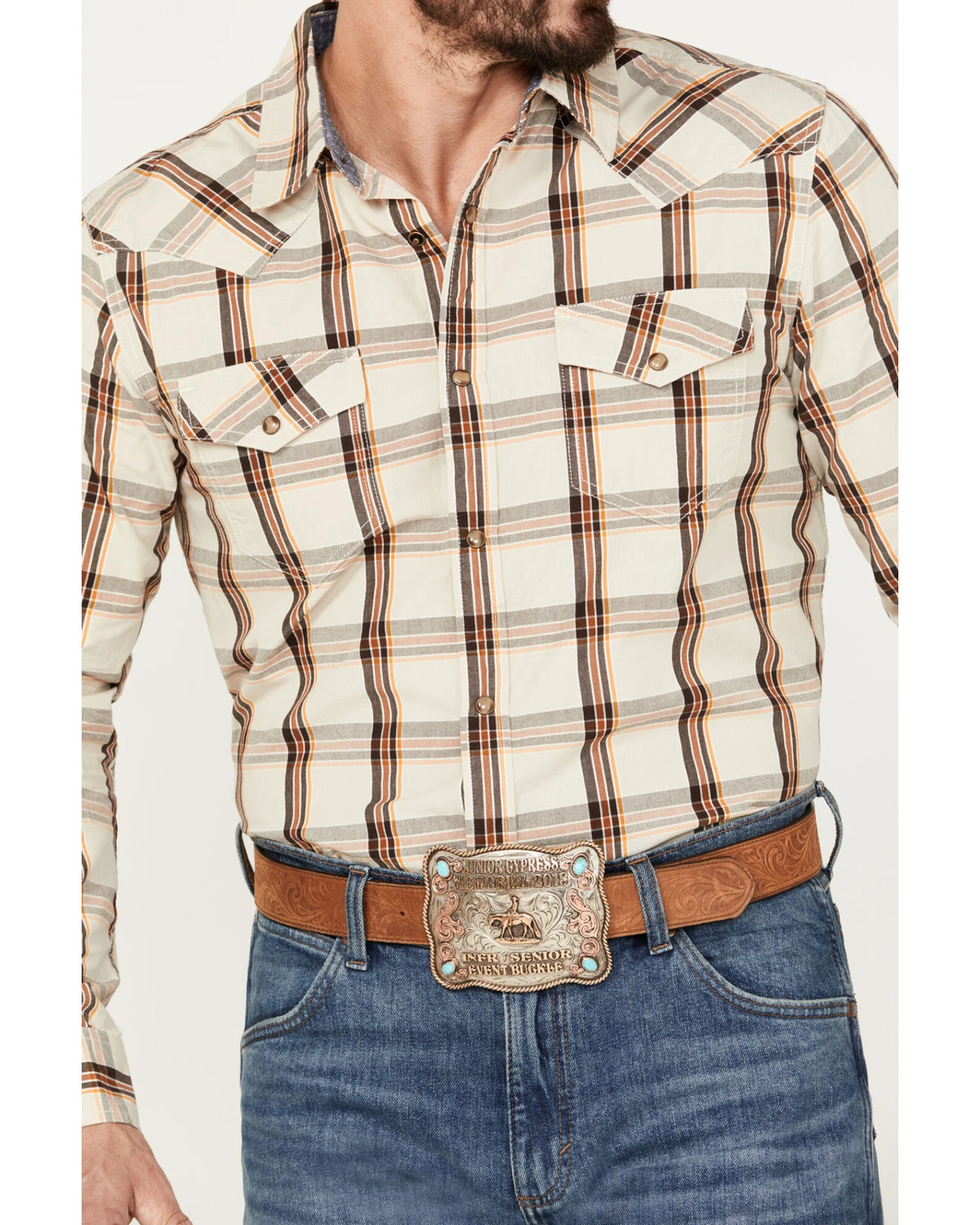 Cody James Men's Sundowner Plaid Print Long Sleeve Western Snap Shirt - Image 3