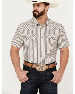 Cody James Men's Tie Down Striped Short Sleeve Western Snap Shirt