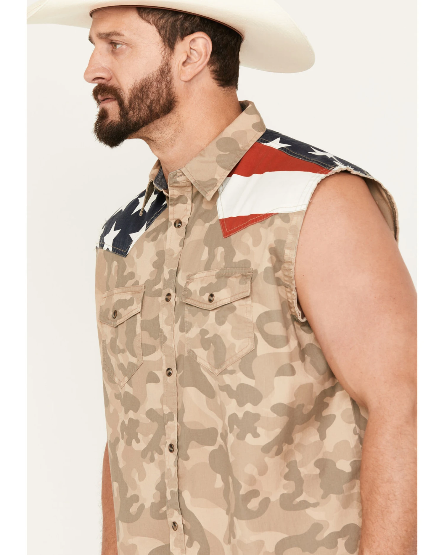 Cody James Men's Recon Desert Camo Bubba Sleeveless Snap Shirt - Image 2