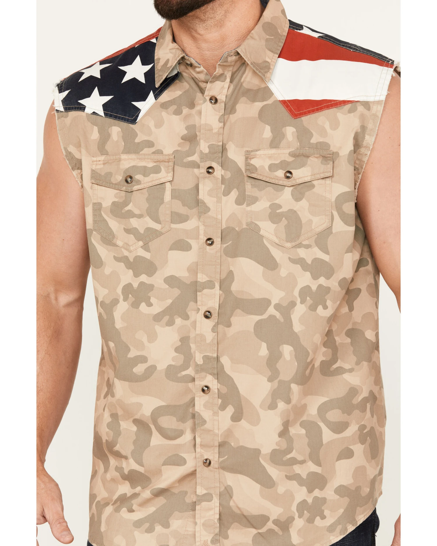 Cody James Men's Recon Desert Camo Bubba Sleeveless Snap Shirt - Image 3