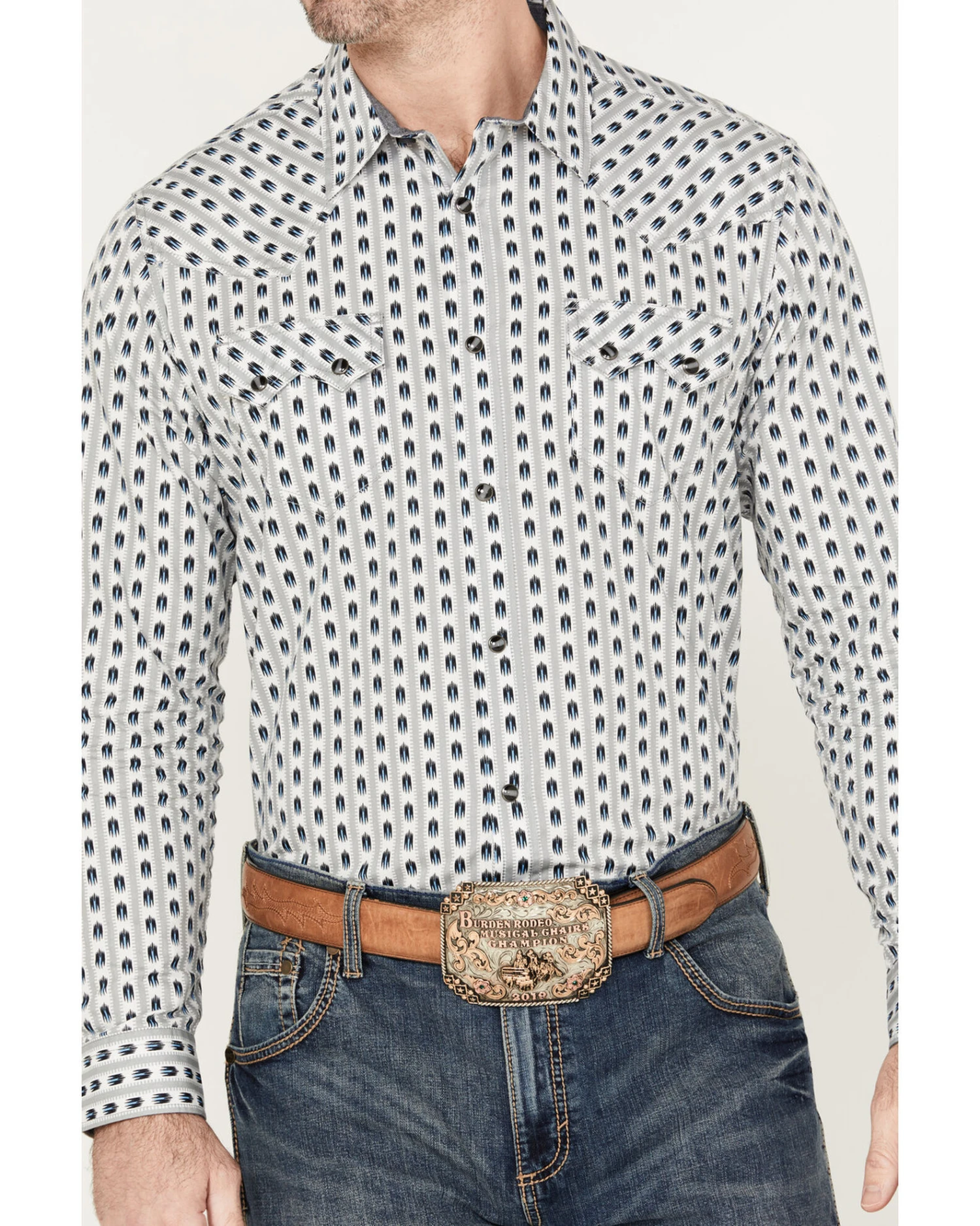 Cody James Men's Marietas Geo Striped Long Sleeve Western Snap Shirt - Image 3