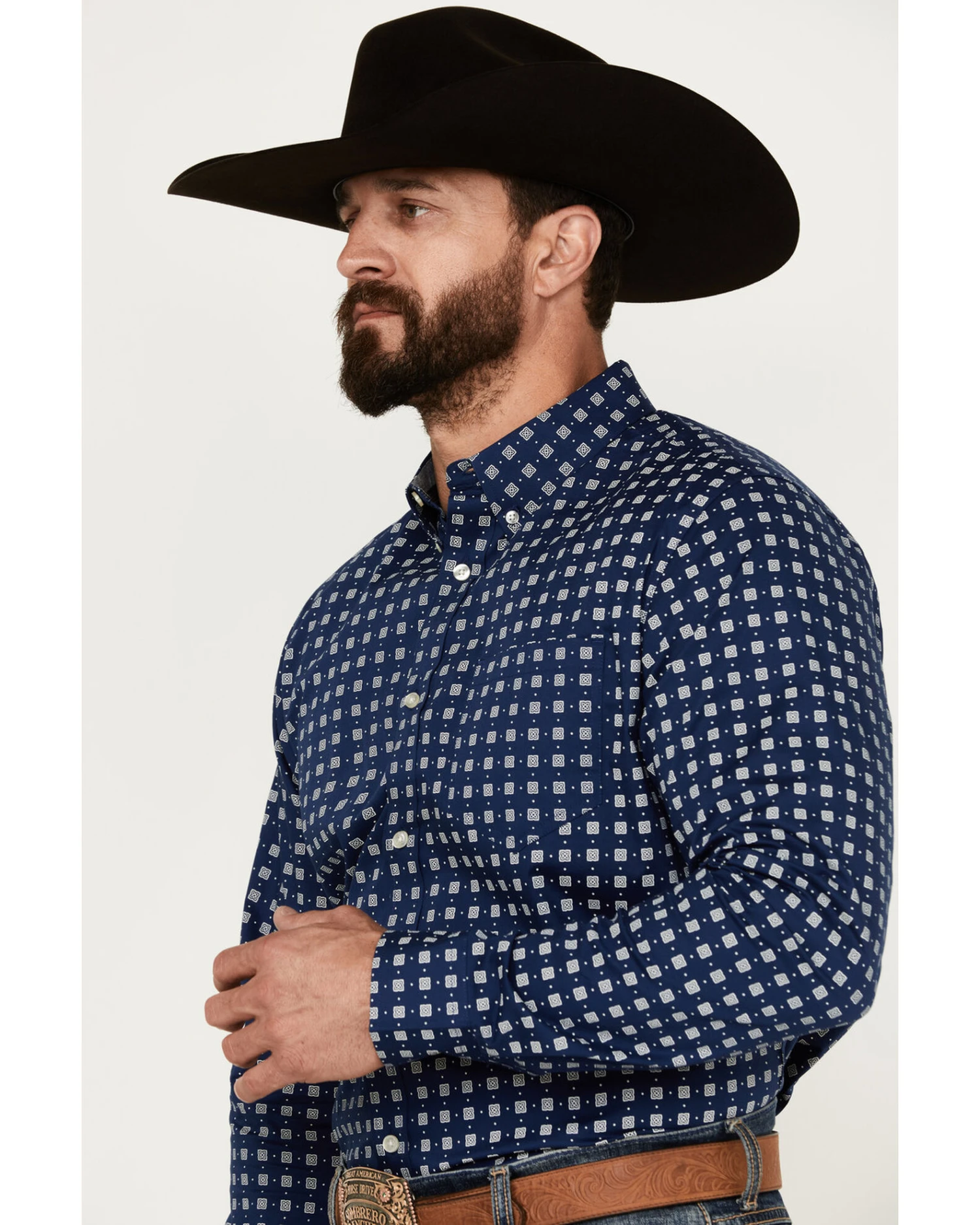 Cody James Men's Rough Road Geo Print Long Sleeve Stretch Button-Down Western Shirt -Â Big - Image 2